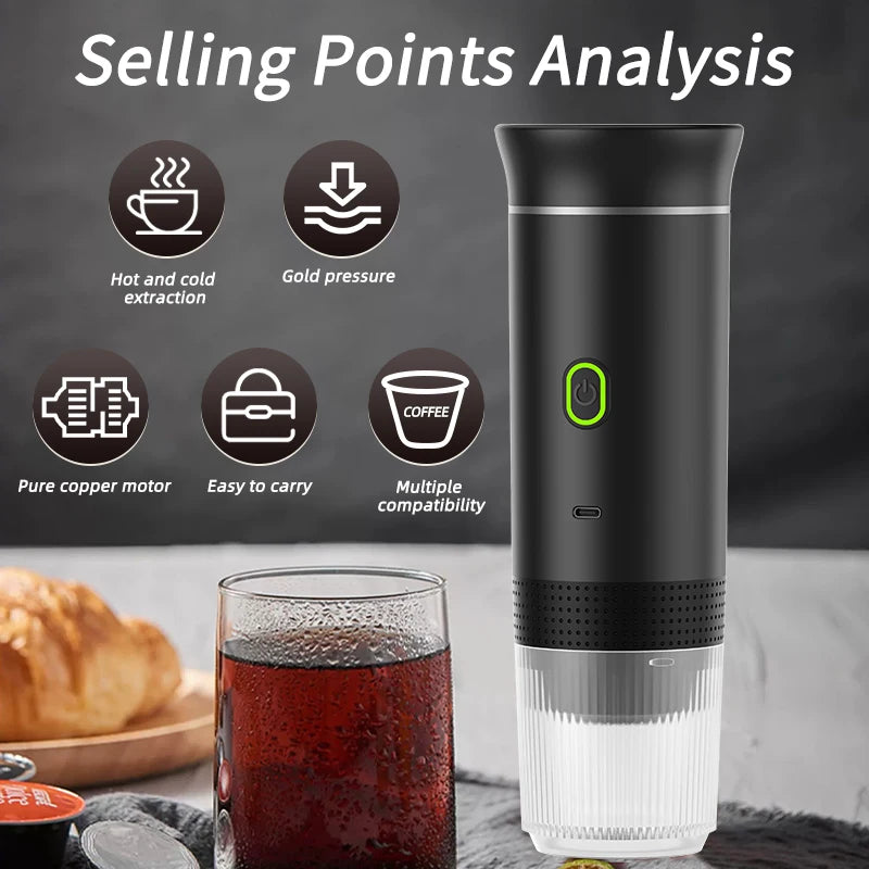 2024 Electric Travel Espresso Machine Heating Water Portable Coffee Maker Powered By USB